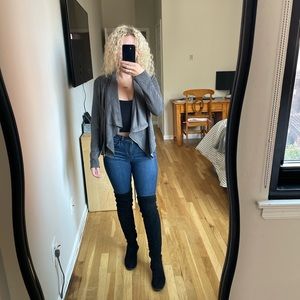 faux suede zip up shacket